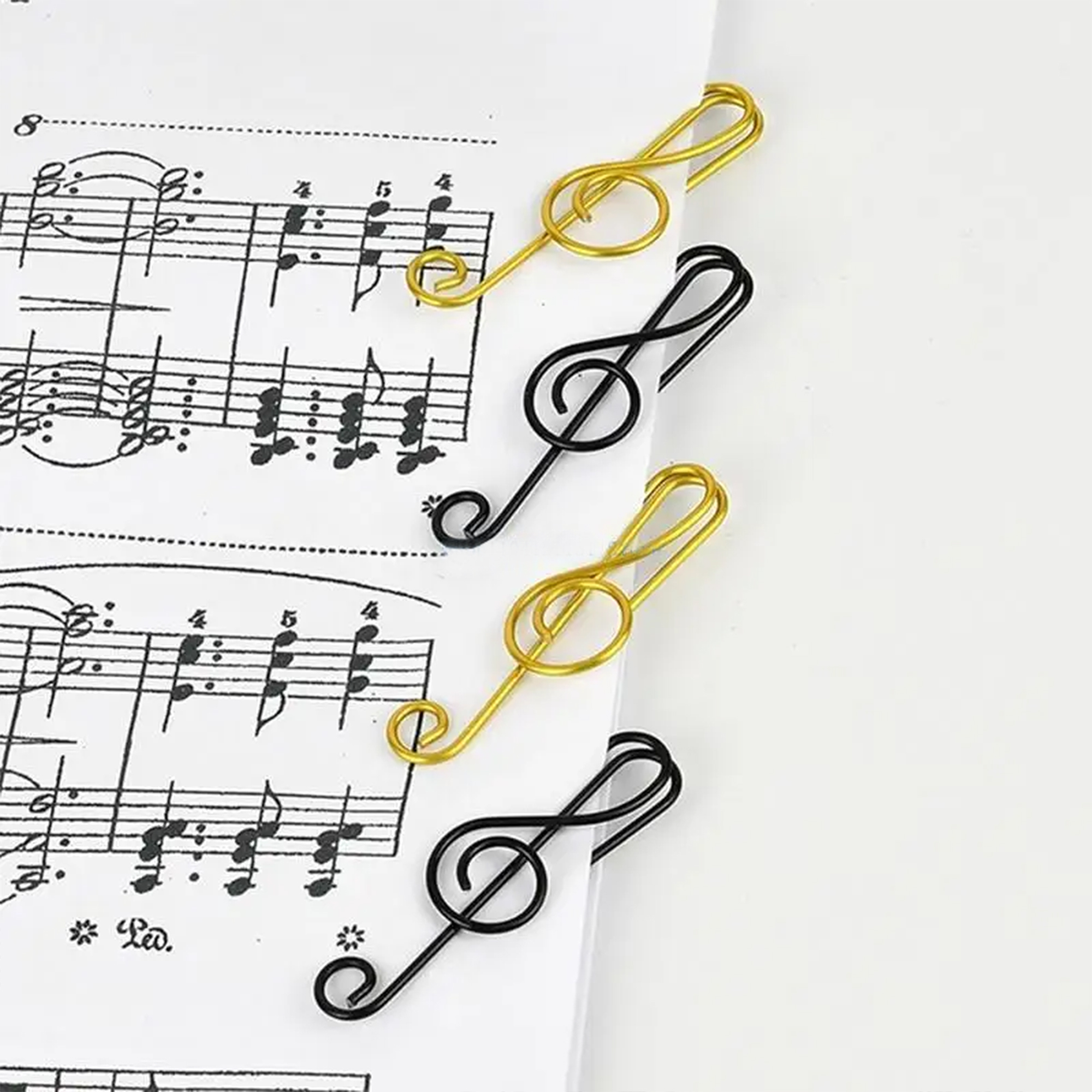 Musiknoten Büroklammern – Metall, Schwarz und Gold, 10er Set