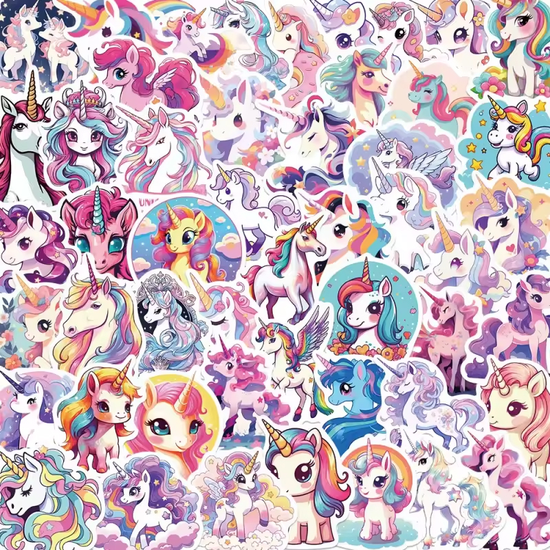 Einhorn Sticker für Kinder – 50 matte Vinyl-Aufkleber im Set