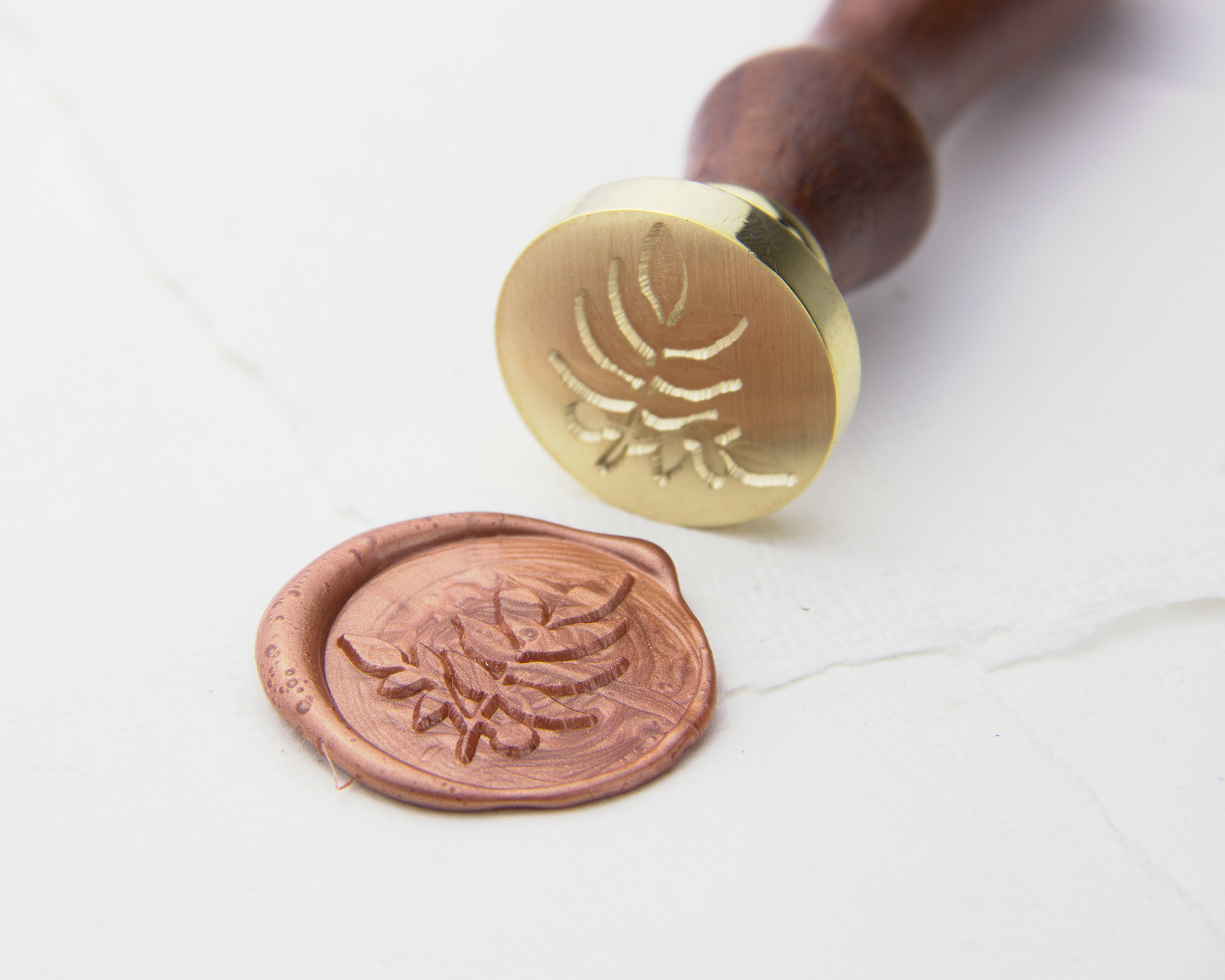 Siegelstempel, Blätter, Ø 25mm – Siegel, Stempel, Petschaft, Wachssiegel, Brieffreundschaft, Hochzeitseinladungen