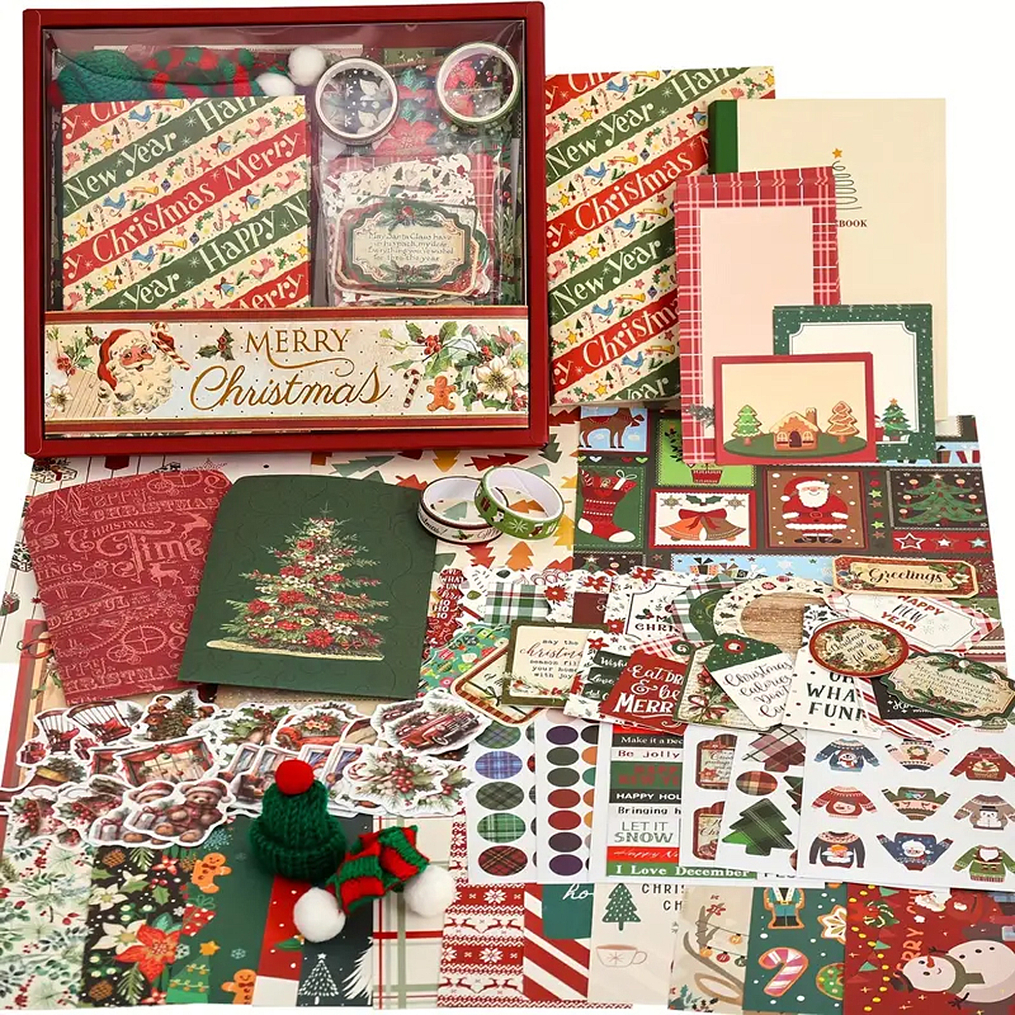 Weihnachts Scrapbooking Set – 60-teiliges Retro-Deko Zubehör für DIY-Projekte