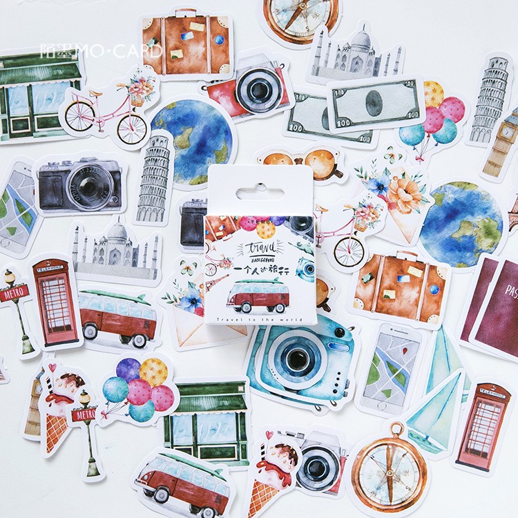 Urlaub & Reise Sticker, Sticker-Set "Travel" mit 45 mini Stickern