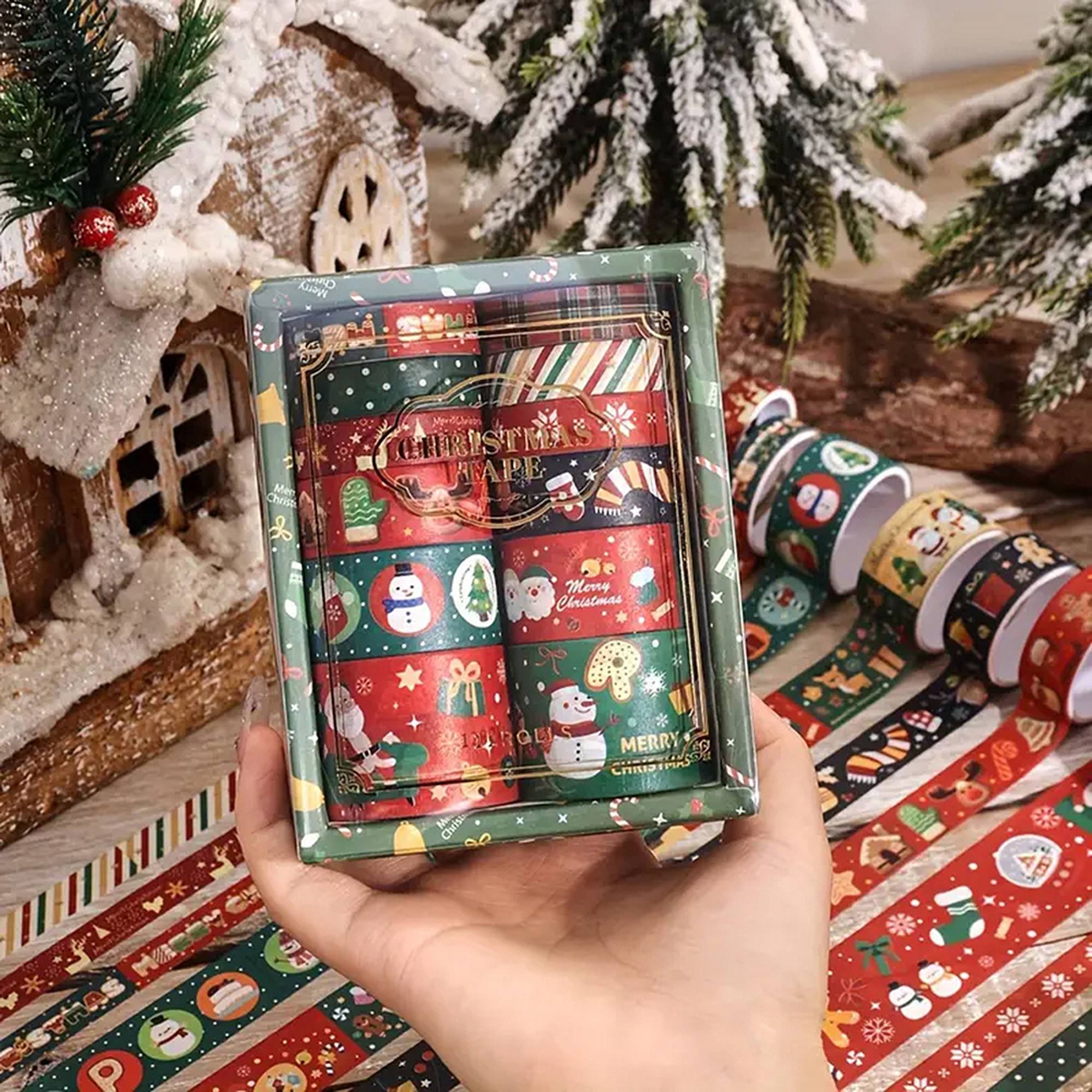Weihnachts Washi Tape Set – 12 Rollen mit Winter- und Weihnachtsmotiven