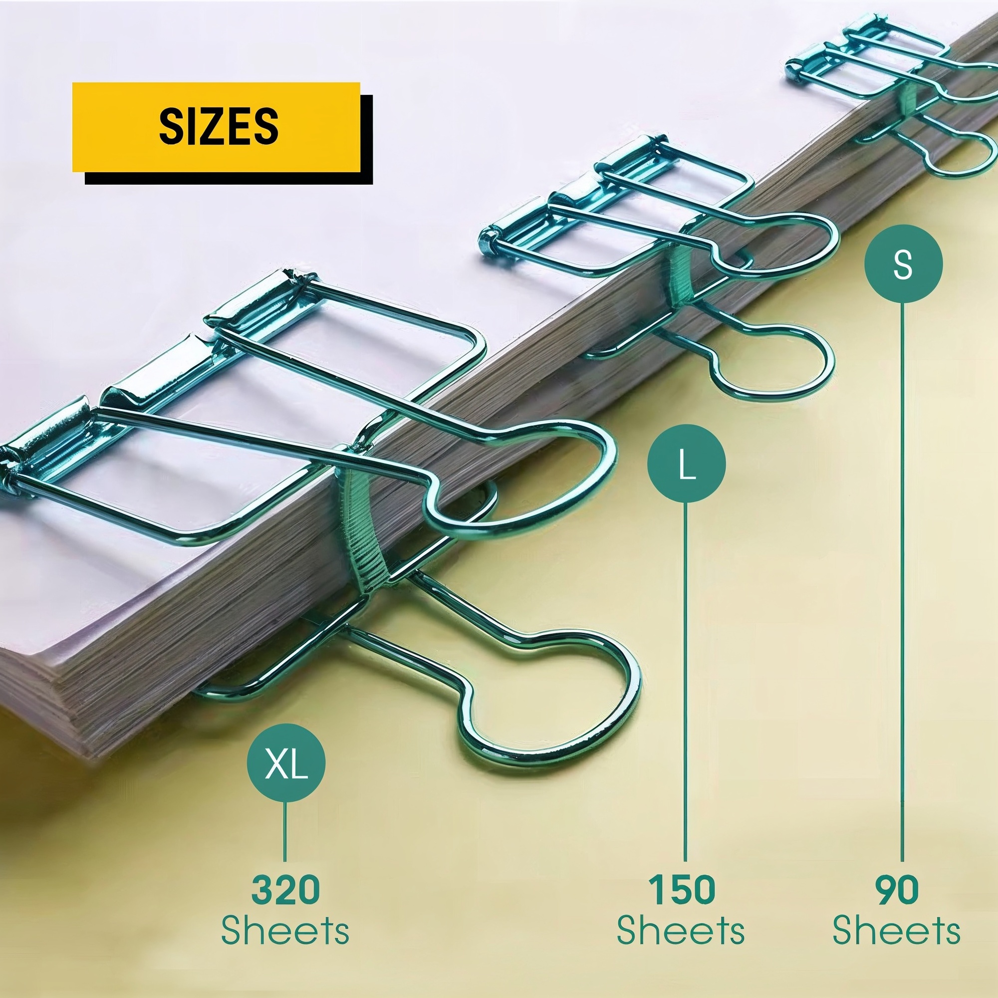Binder Clip für Dokumente – 2 Stück, Metall, verschiedene Farben