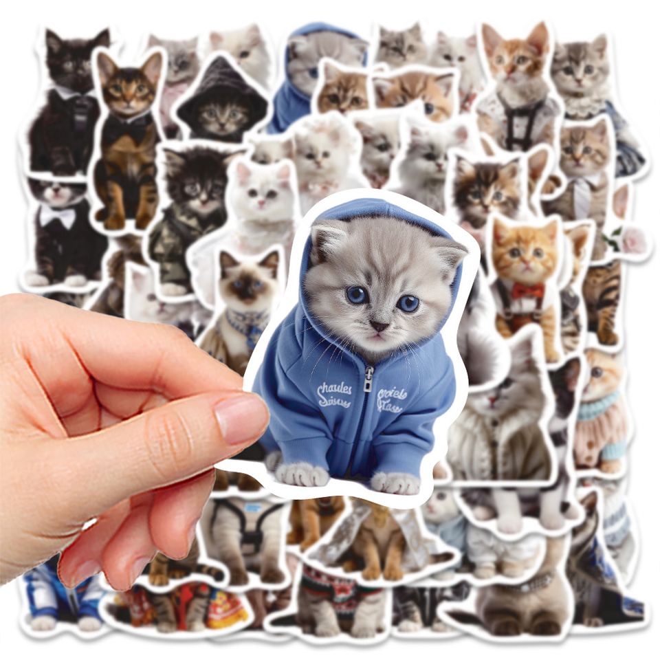 Katzen Sticker Set – 50 Motive aus mattem Vinyl, wasserfest