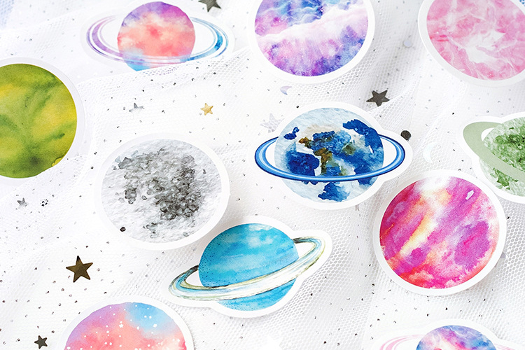 Sterne und Planeten Sticker, Sticker-Set "Stars" mit 45 mini Stickern