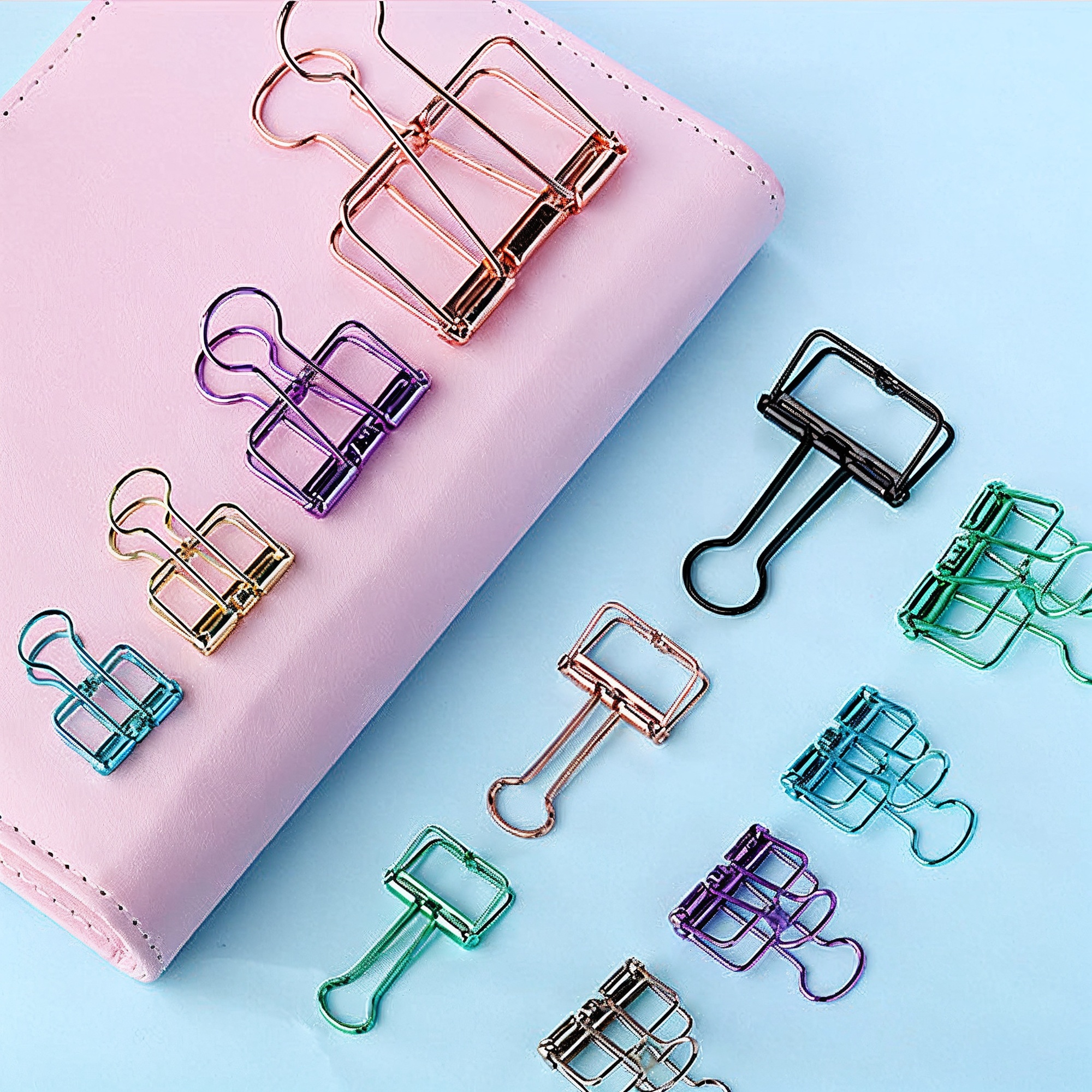 Binder Clip für Dokumente – 2 Stück, Metall, verschiedene Farben