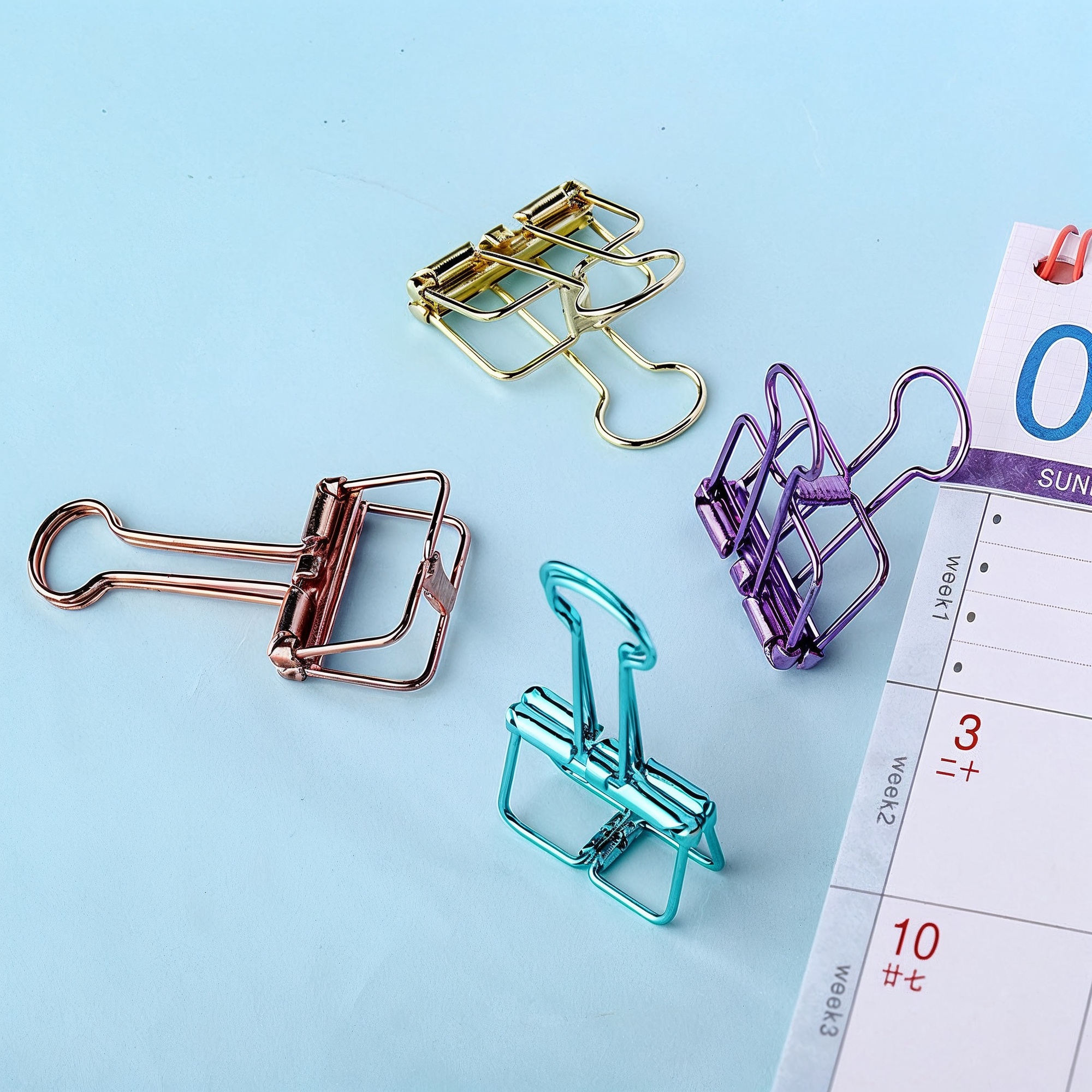 Binder Clip für Dokumente – 2 Stück, Metall, verschiedene Farben