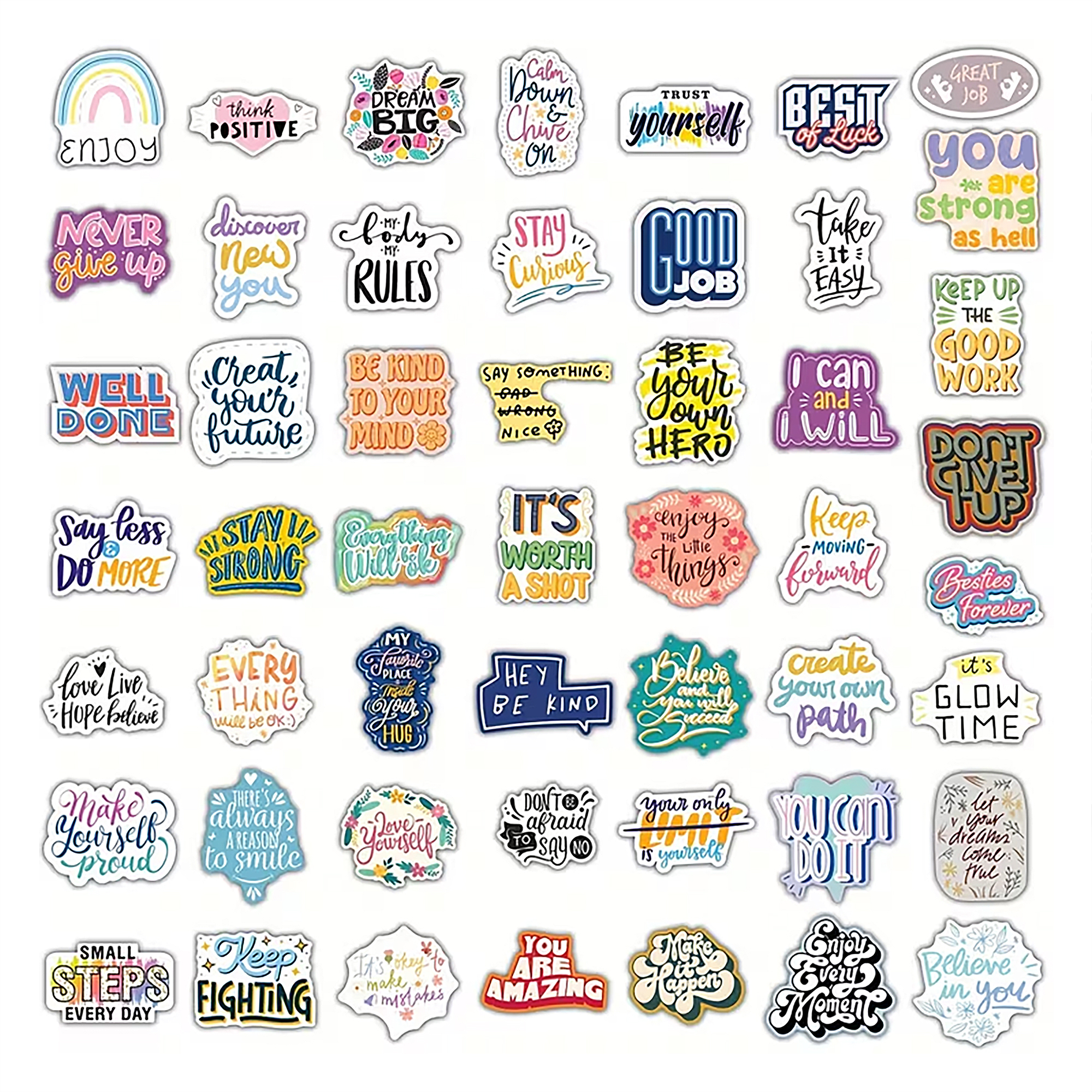 Motivierende Sprüche Sticker – 50-teiliges wasserfestes Vinyl Set