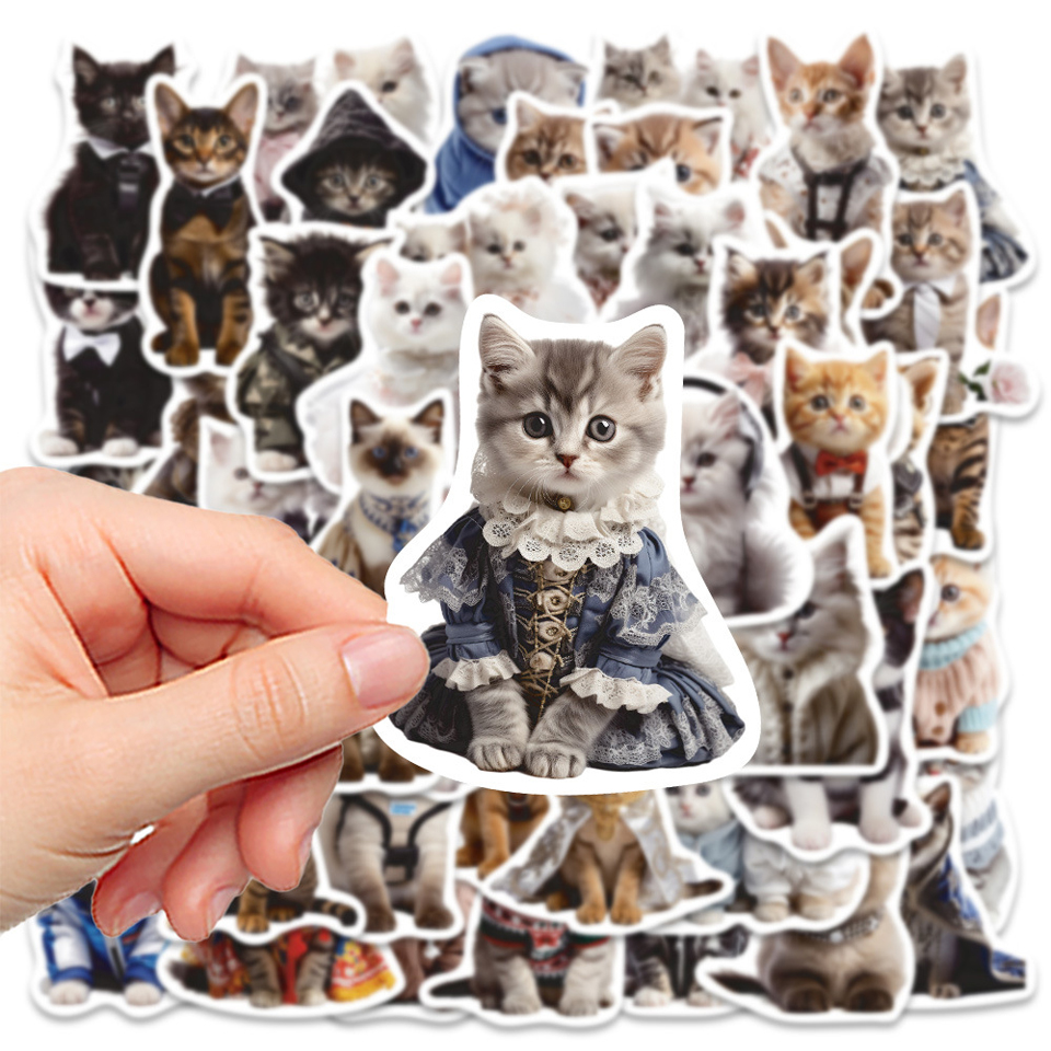Katzen Sticker Set – 50 Motive aus mattem Vinyl, wasserfest
