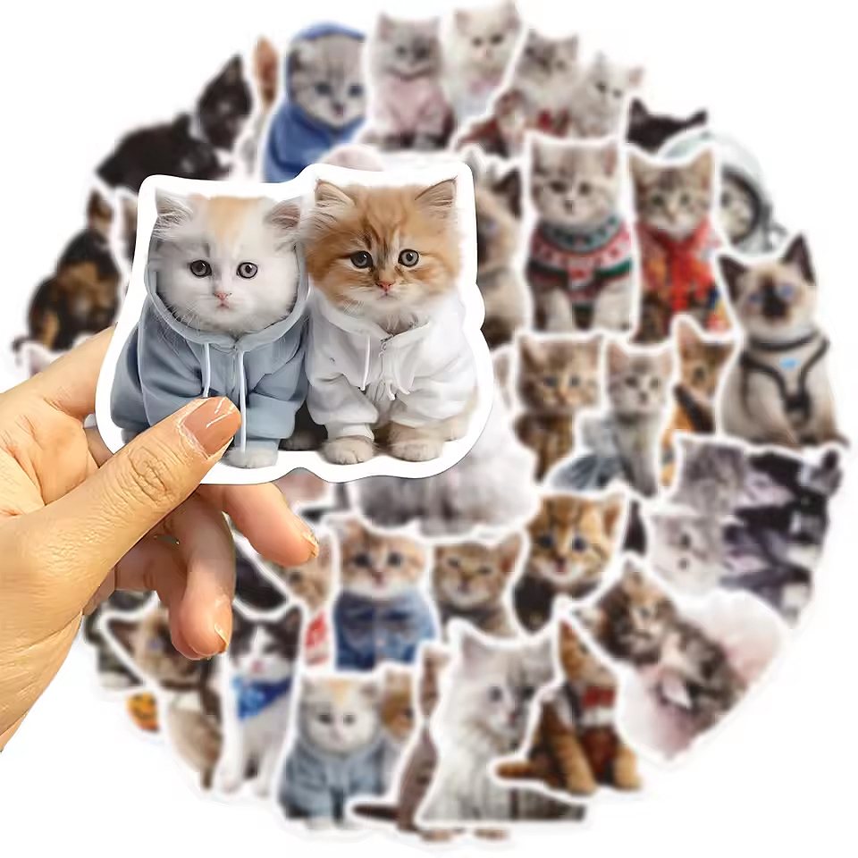 Katzen Sticker Set – 50 Motive aus mattem Vinyl, wasserfest