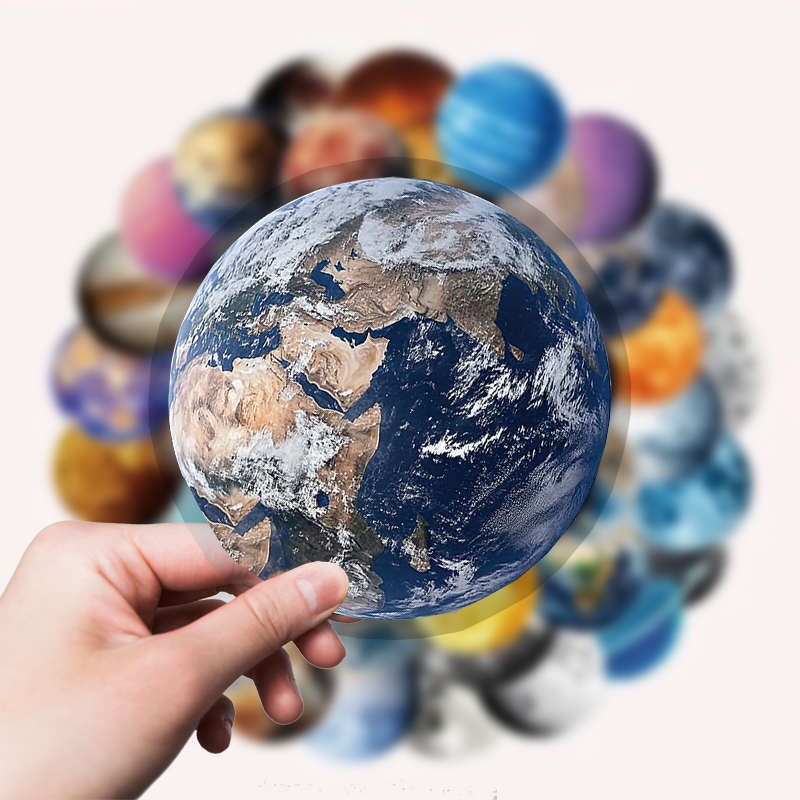 Planeten Sticker Set – 50 Motive auf transparenter PET-Folie