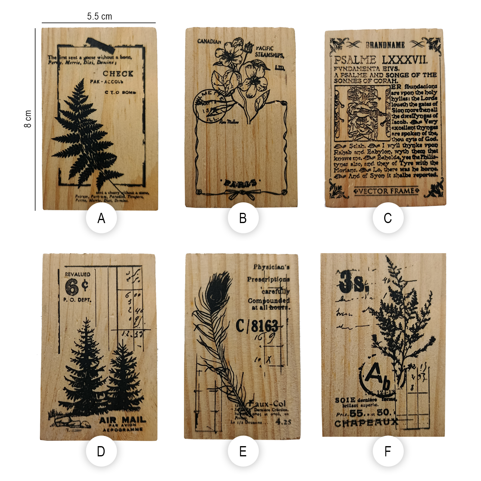Holzstempel Pflanzenmotive Set – 12 unterschiedliche Retro Designs