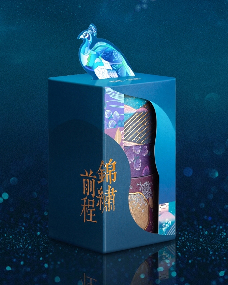 Washi Tape 3er-Set mit Goldfolie - "Peacock"