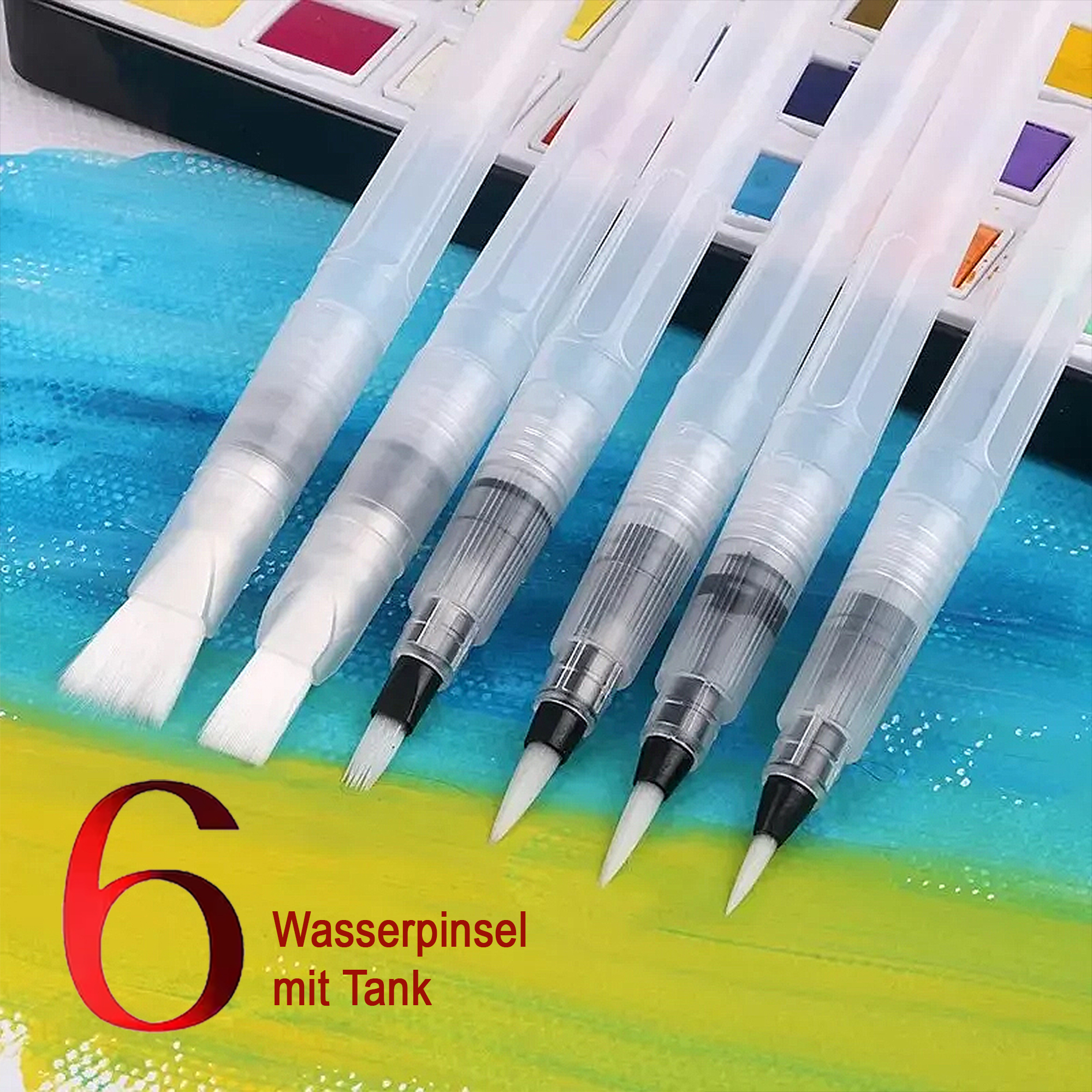 Wasserpinsel Set – Verschiedene Stärken mit integriertem Wassertank