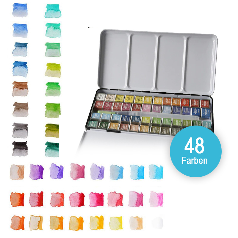 Wasserfarben Set – Auswahl aus 12 bis 48 brillanten Farbtönen