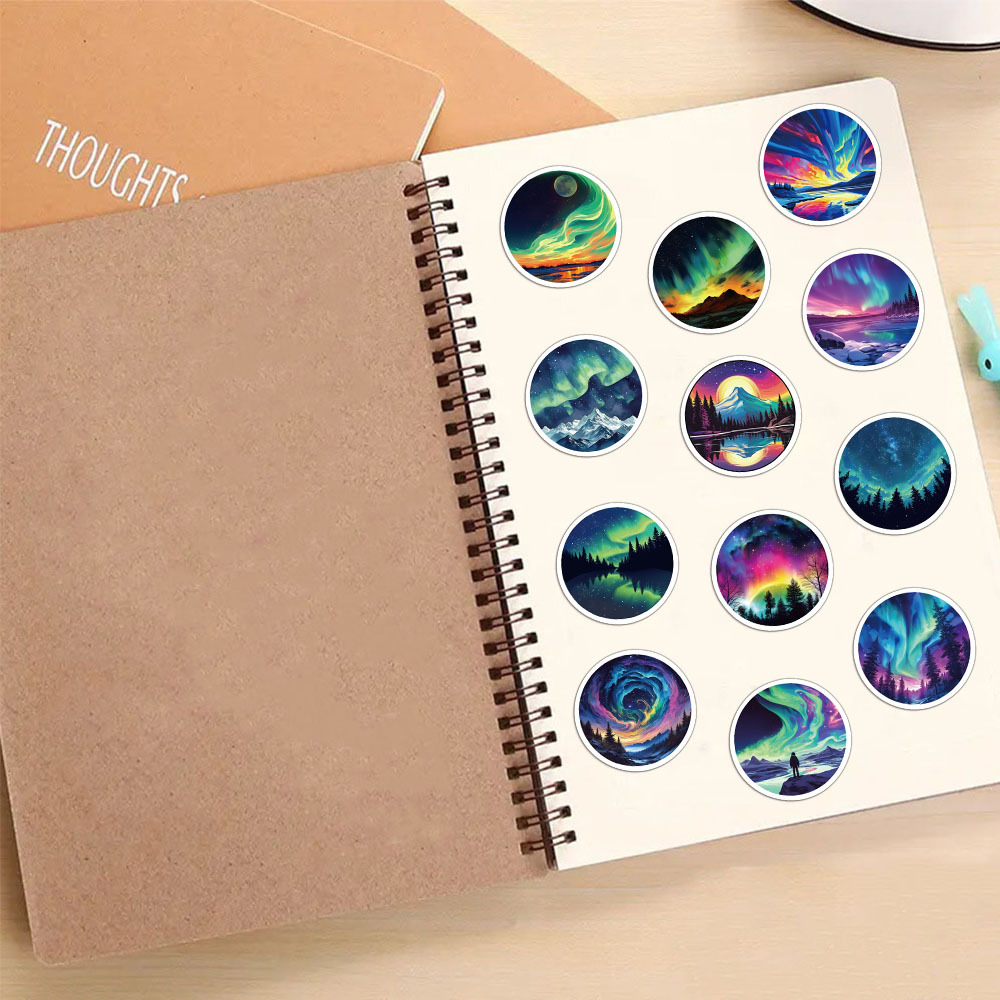 Polarlichter Sticker Set – 50 wasserfeste Vinyl Aufkleber mit Himmelsmotiven