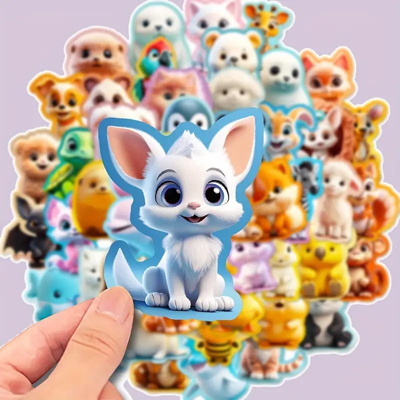 Cartoon Tiere Sticker Set – 50 Motive Vinyl, wasserfest, 5 cm