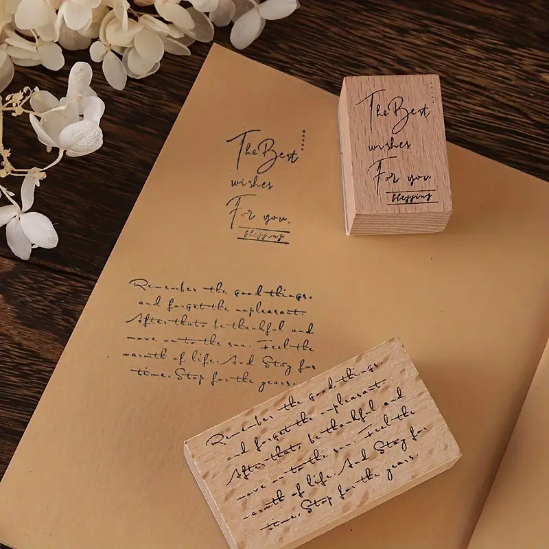 Holzstempel Set inspirierende Sprüche – 8-teilig mit Schreibschrift und Motivtexten
