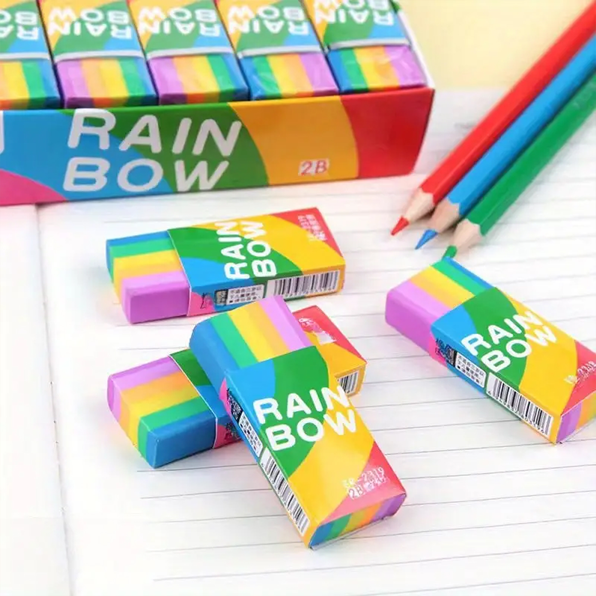 Regenbogen Radiergummi Set – Zwei Stück im farbenfrohen Design