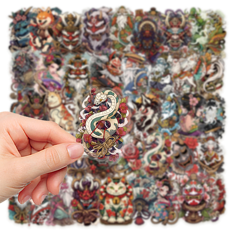 Japanische Tattoo Sticker – Set aus 50 transparenten PET Motiven
