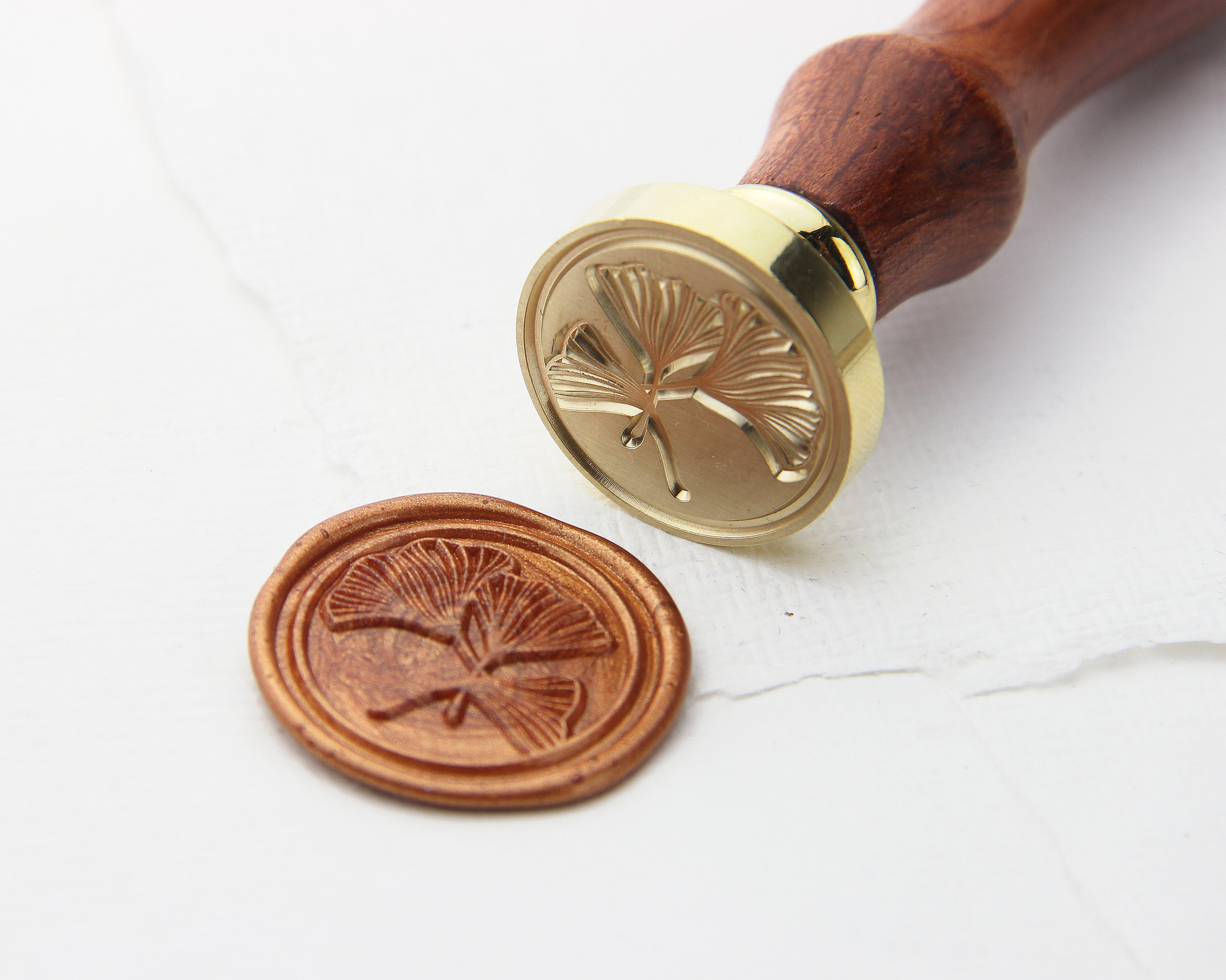 Siegelstempel, Gingko, Ø 25mm – Siegel, Stempel, Petschaft, Wachssiegel, Brieffreundschaft, Hochzeitseinladungen