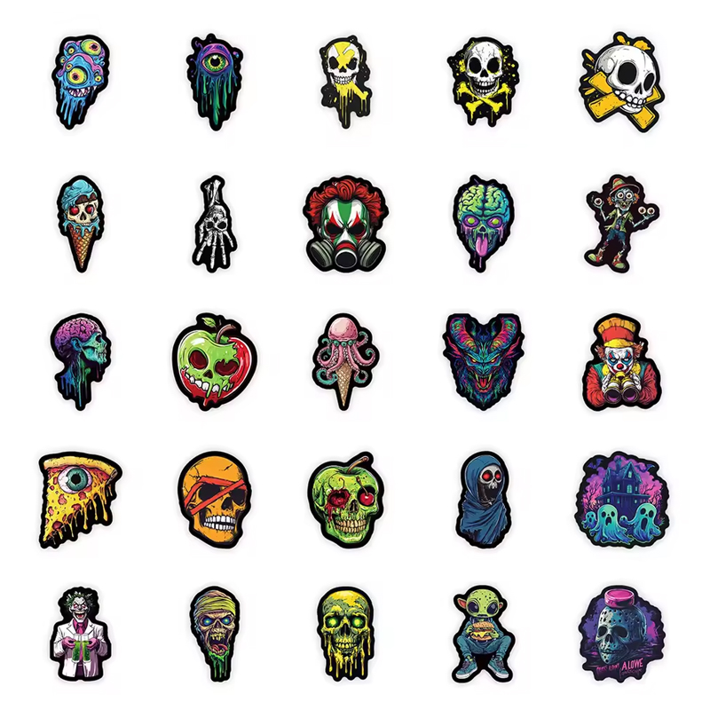 Halloween Horror Sticker Set – 50 wasserfeste Vinyl Graffiti Motive