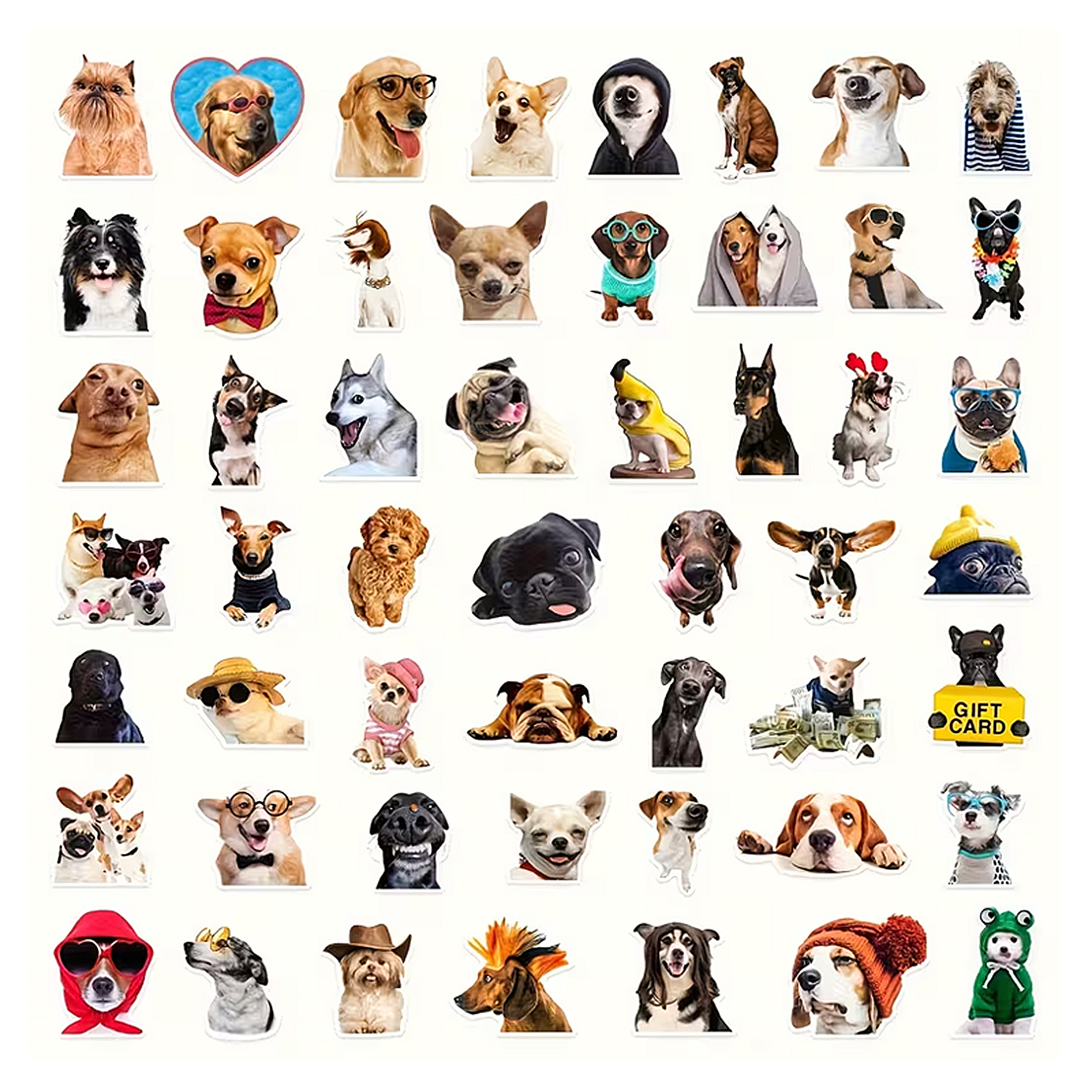 Lustige Hunde Sticker Set – 50 matte Vinyl-Sticker mit Hundemotiven