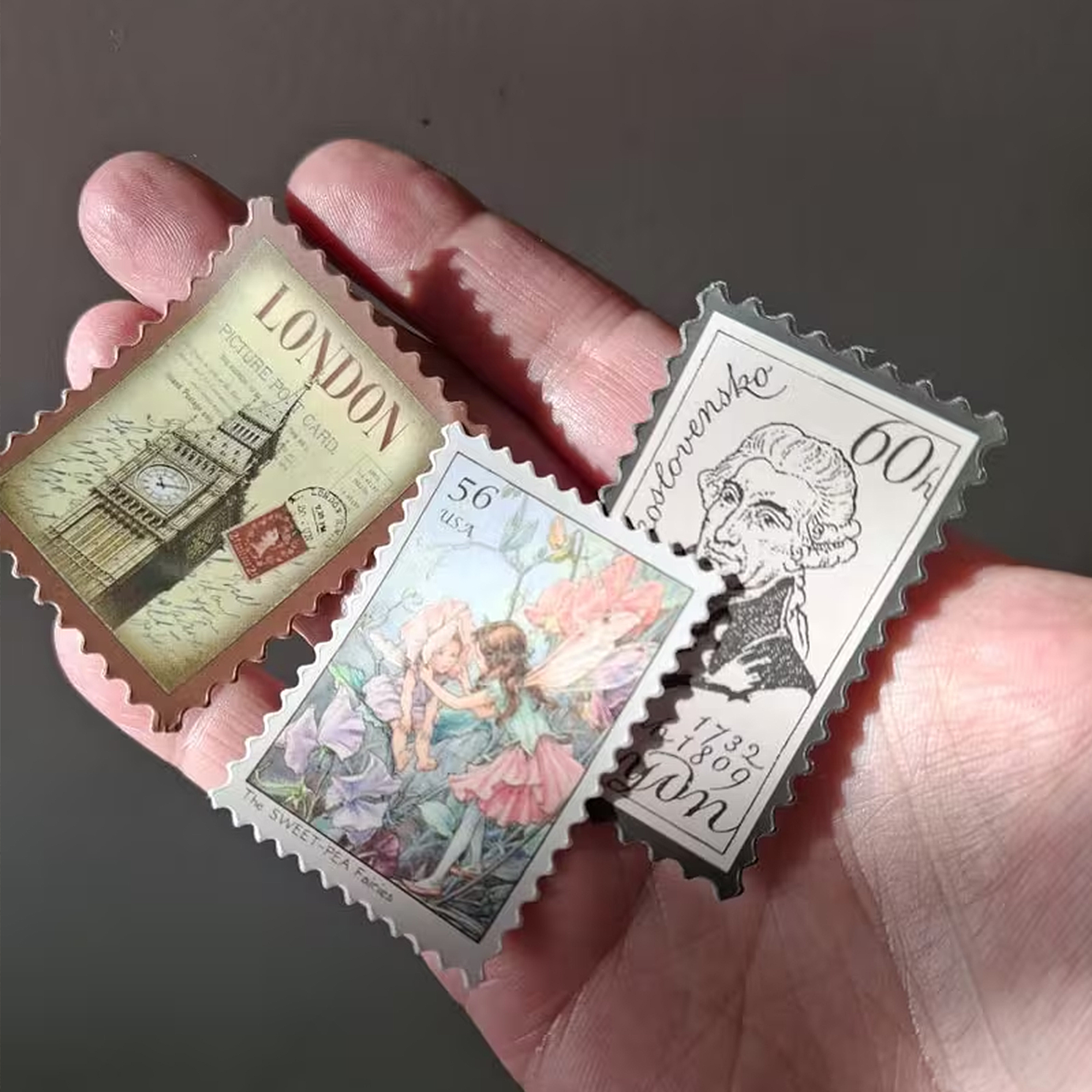 Botanische Briefmarken Sticker – 50 Motive floraler Pflanzen im Vintage-Look