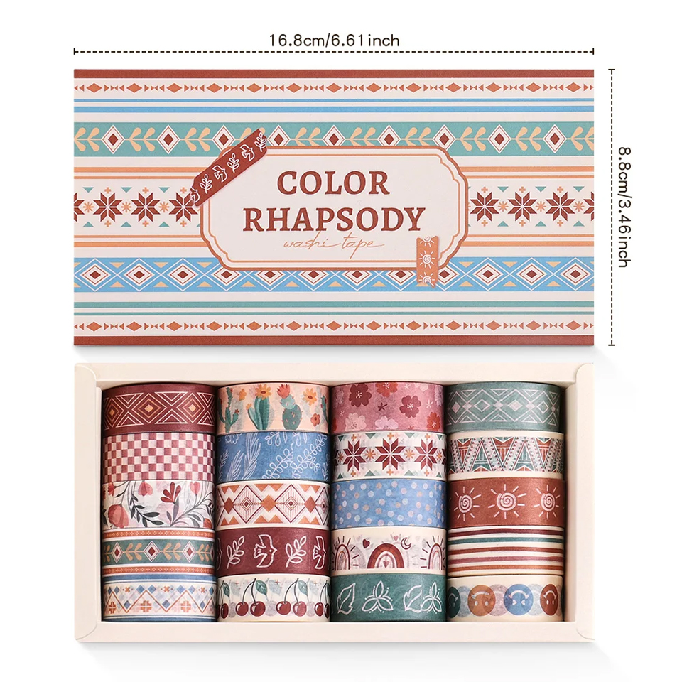 Boho Washi-Tape Set – 20 Motive im trendigen Boho-Stil