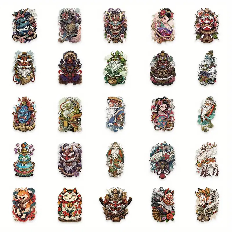Japanische Tattoo Sticker – Set aus 50 transparenten PET Motiven