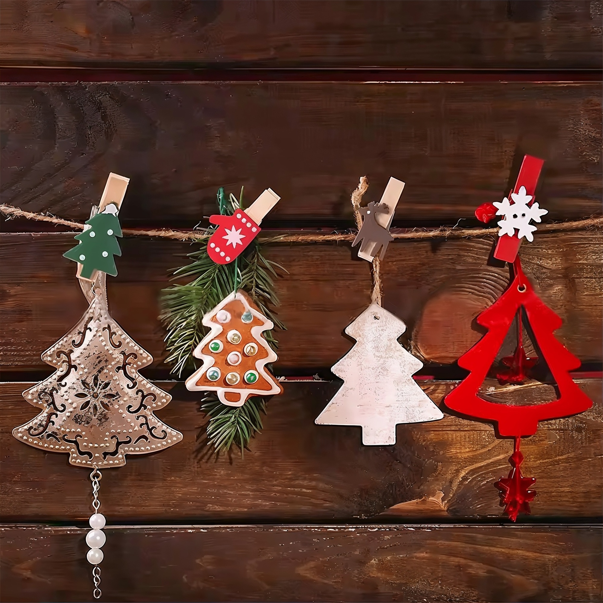 Mini Holzklammern Weihnachten Set – 12-teilig, bemalt, verschiedene Motive