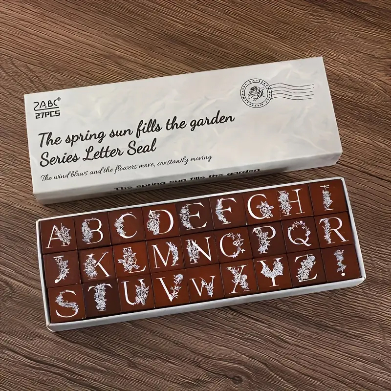 Holzstempel Set Zahlen und Buchstaben – 37-teilig mit Holzgriff