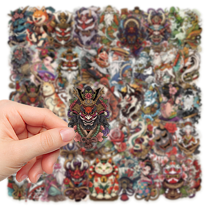 Japanische Tattoo Sticker – Set aus 50 transparenten PET Motiven