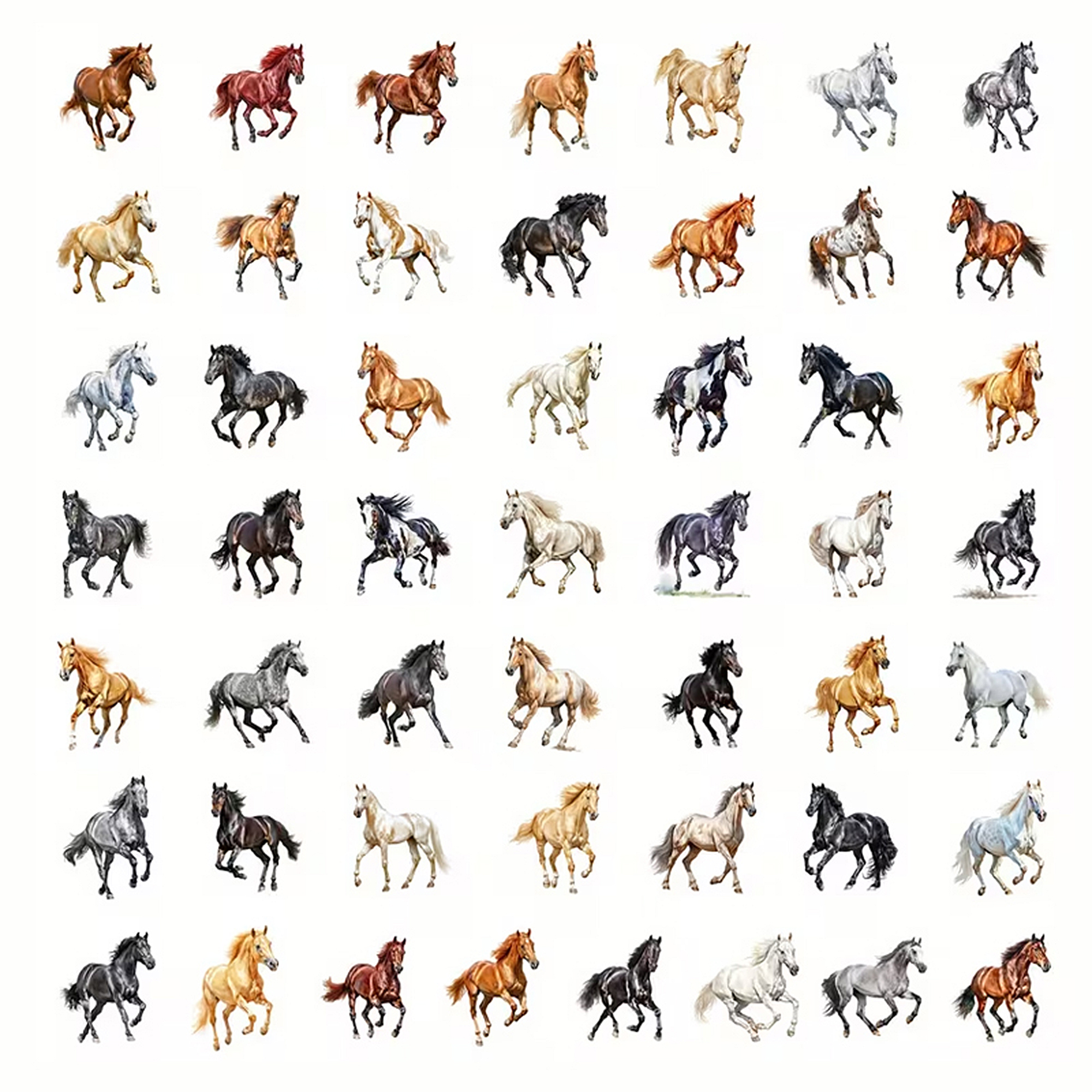 Pferde Sticker Set – 50 Aufkleber im Aquarell-Stil auf mattem Vinyl