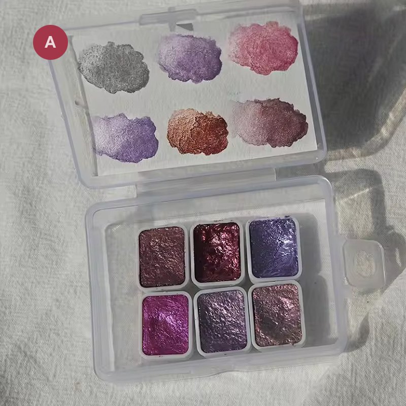 Metallische Wasserfarben Set – 6er-Set mit Glitzer- und Perlmuttschimmer