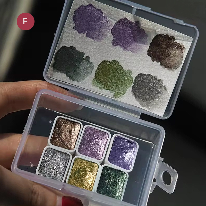 Metallische Wasserfarben Set – 6er-Set mit Glitzer- und Perlmuttschimmer