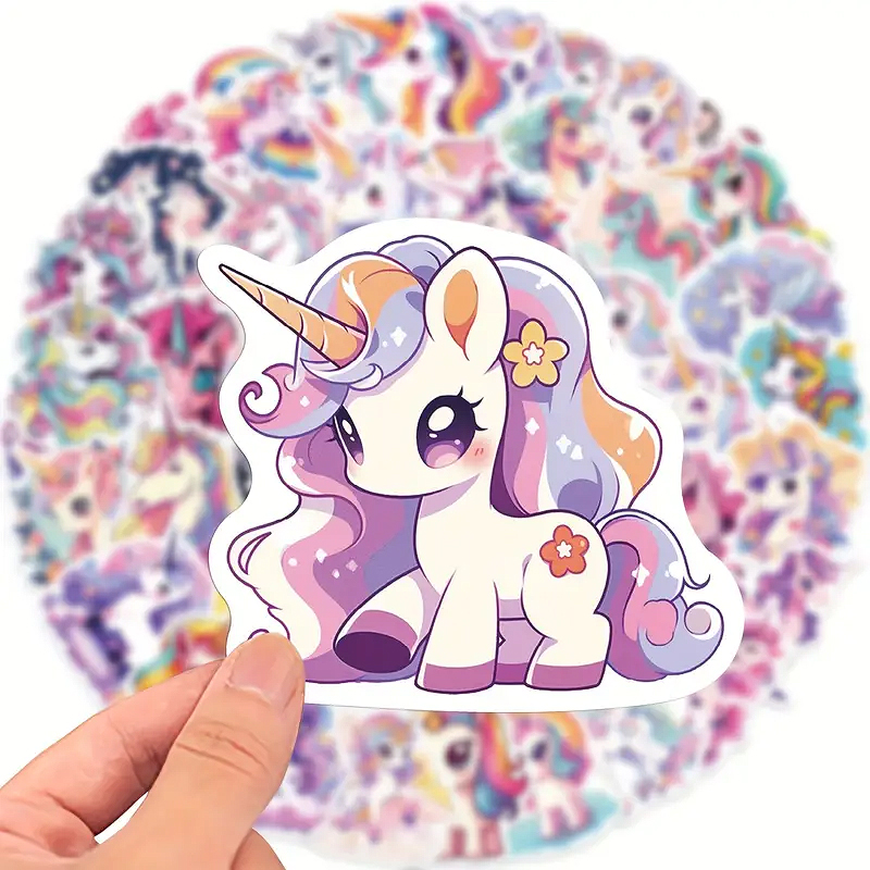 Einhorn Sticker für Kinder – 50 matte Vinyl-Aufkleber im Set