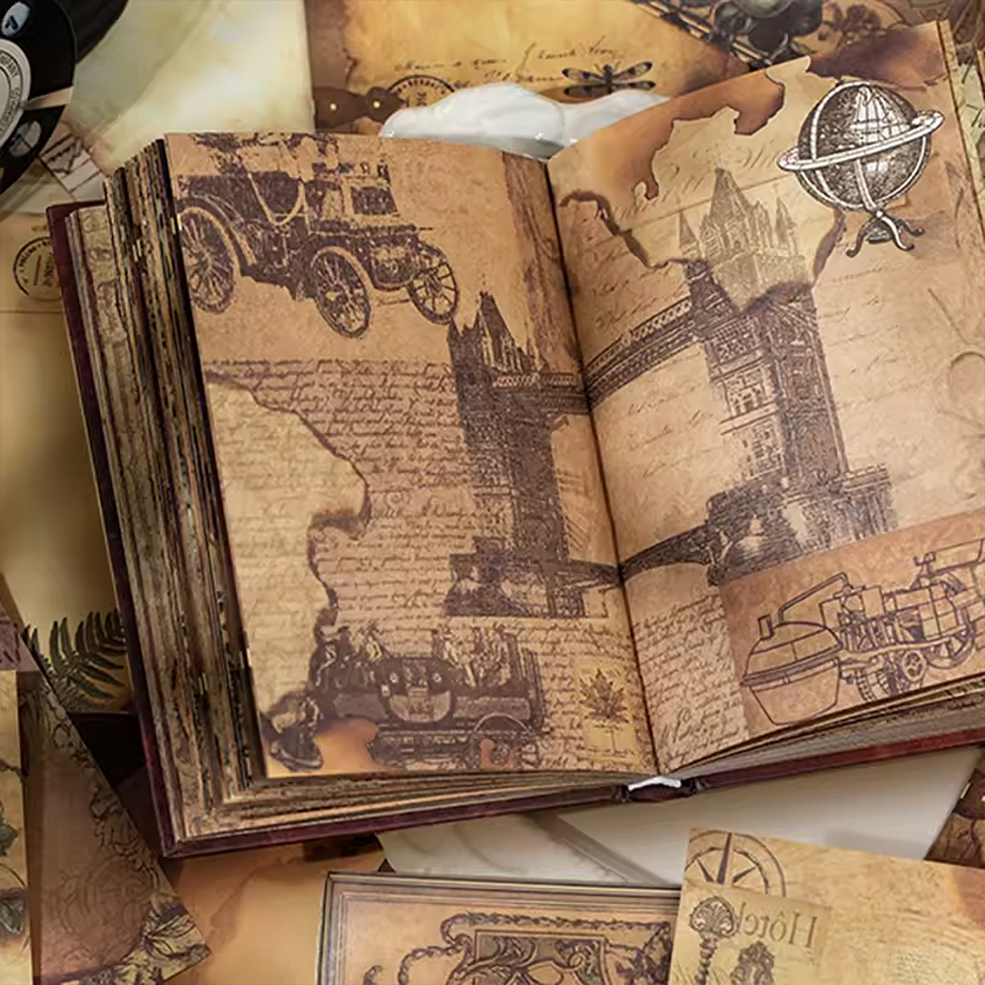 Retro Scrapbooking Notizbuch – Europäischer Vintage Stil, Handliches Format