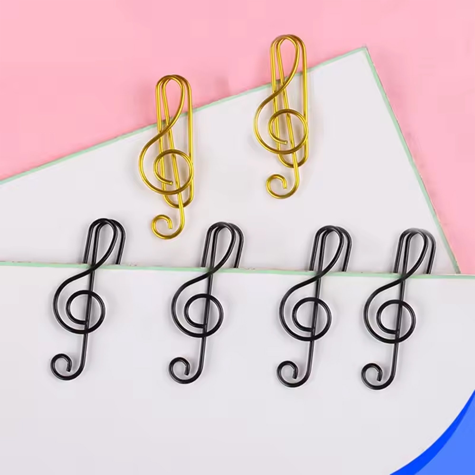 Musiknoten Büroklammern – Metall, Schwarz und Gold, 10er Set