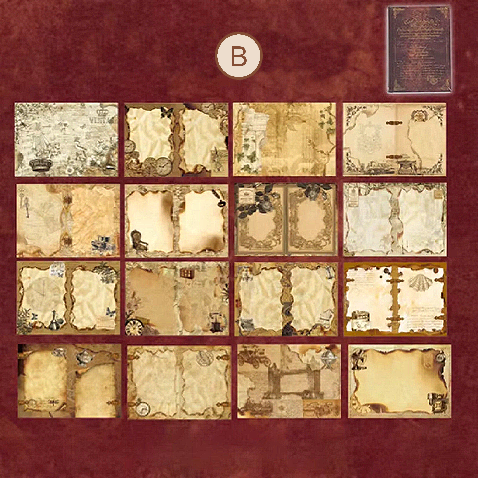 Retro Scrapbooking Notizbuch – Europäischer Vintage Stil, Handliches Format