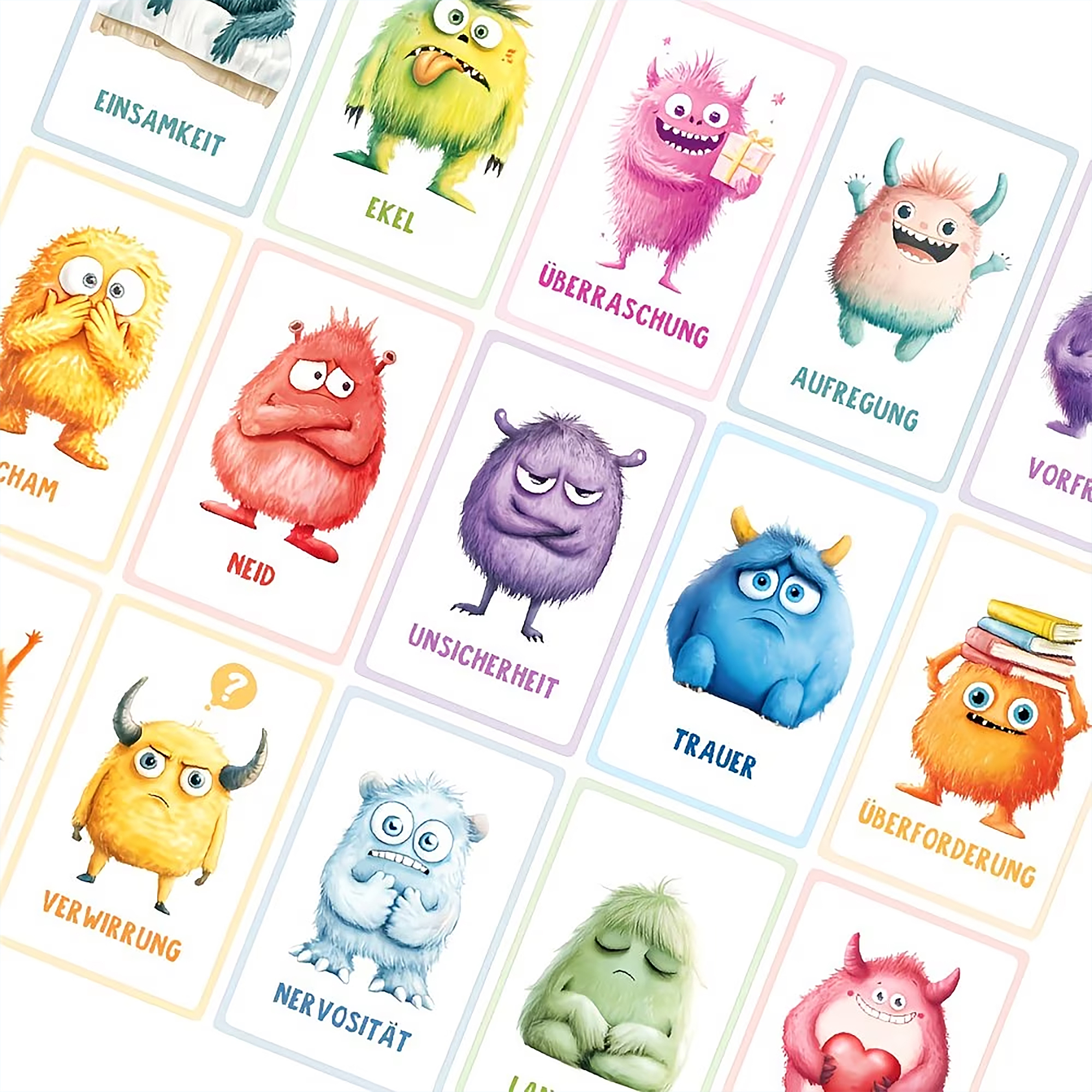 Emotionskarten für Kinder – 32 Gefühlskarten mit Monster Motiven