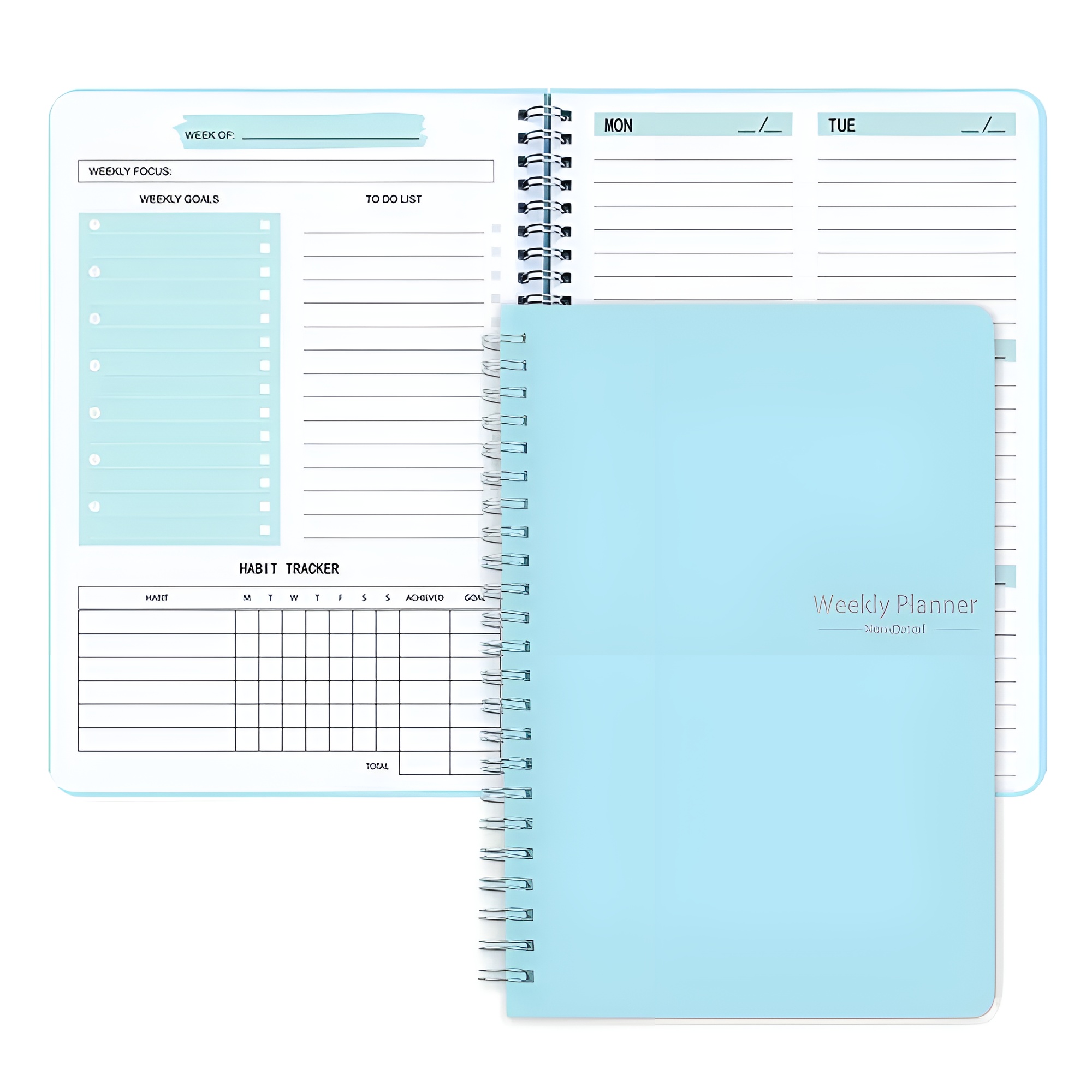 Wochenplaner A5 undatiert – 52 Blatt mit Stifthalter im minimalistischen Design