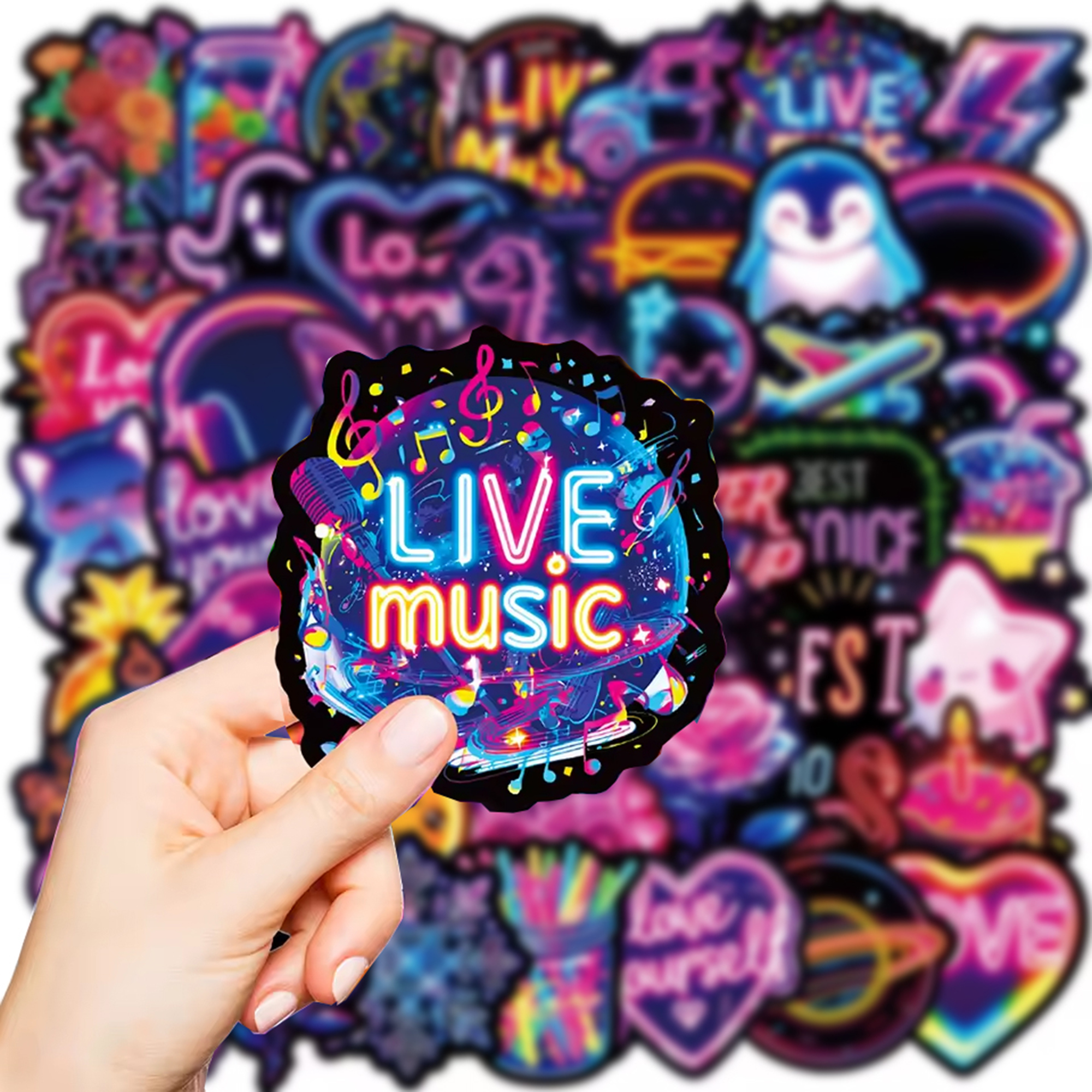Neon Graffiti Sticker Set – 50 Wasserfeste Vinylmotive in Neonfarben