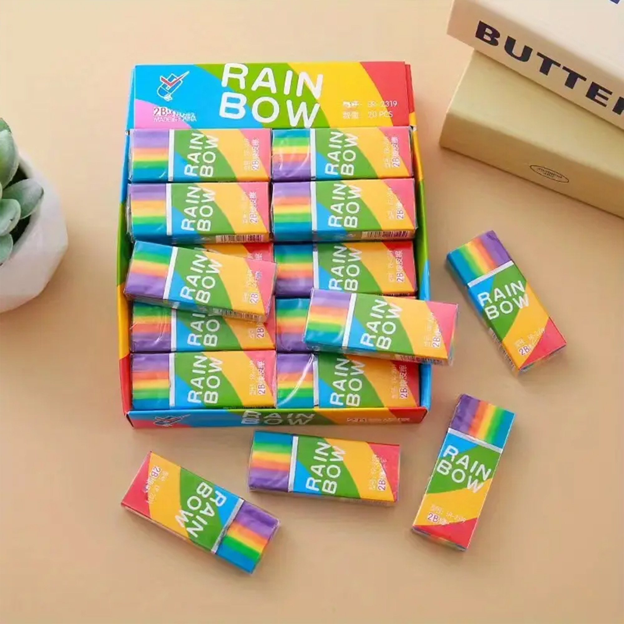 Regenbogen Radiergummi Set – Zwei Stück im farbenfrohen Design