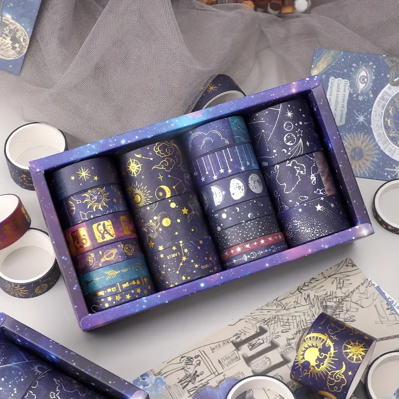 Washi Tape Set Universum – 20 Rollen mit Galaxie- und Sternenmotiv