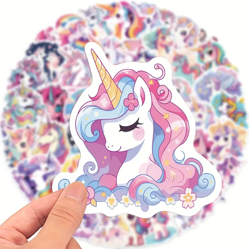 Einhorn Sticker für Kinder – 50 matte Vinyl-Aufkleber im Set