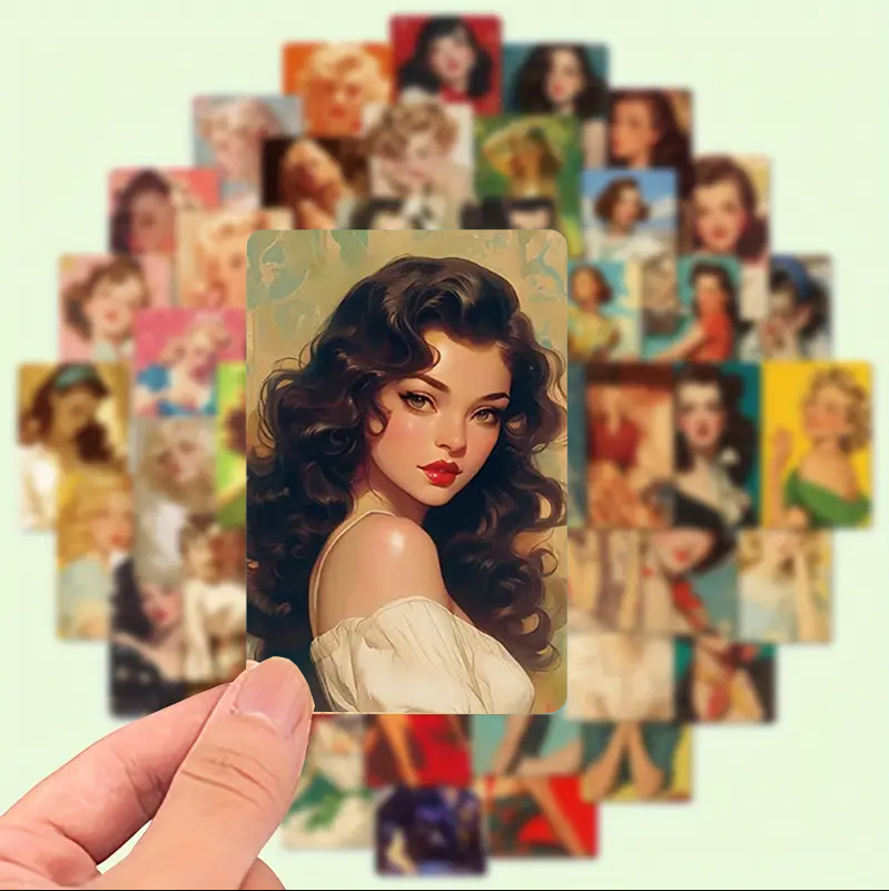Retro Pin-up Sticker Set – 50 wasserfeste Vintage-Frauenmotive