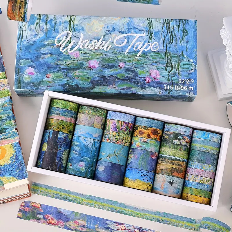 Washi Tape Set Van Gogh – 32 Rollen Reispapier inspiriert von Kunstwerken