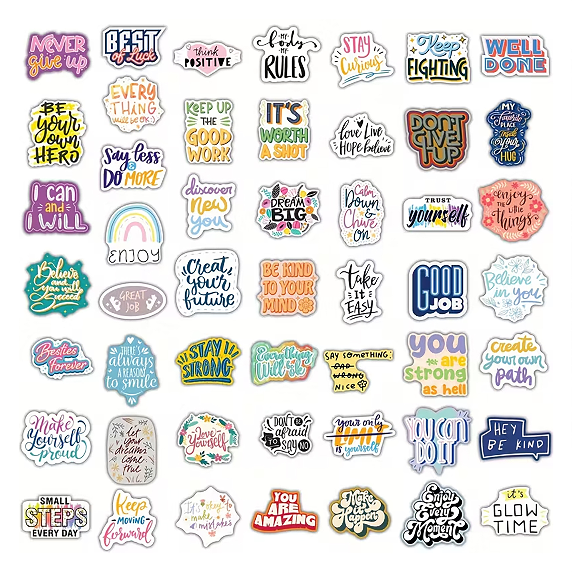Motivierende Sprüche Sticker – 50-teiliges wasserfestes Vinyl Set