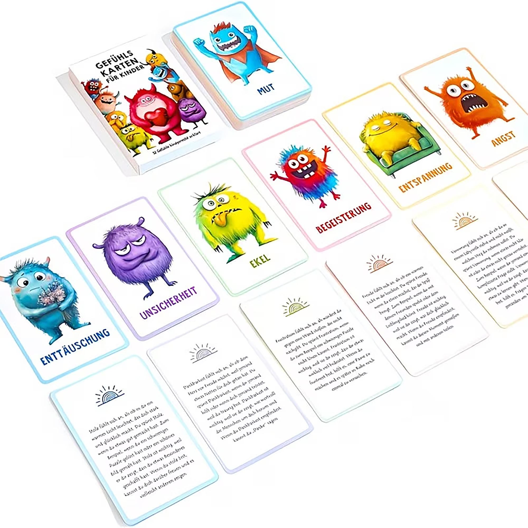 Emotionskarten für Kinder – 32 Gefühlskarten mit Monster Motiven